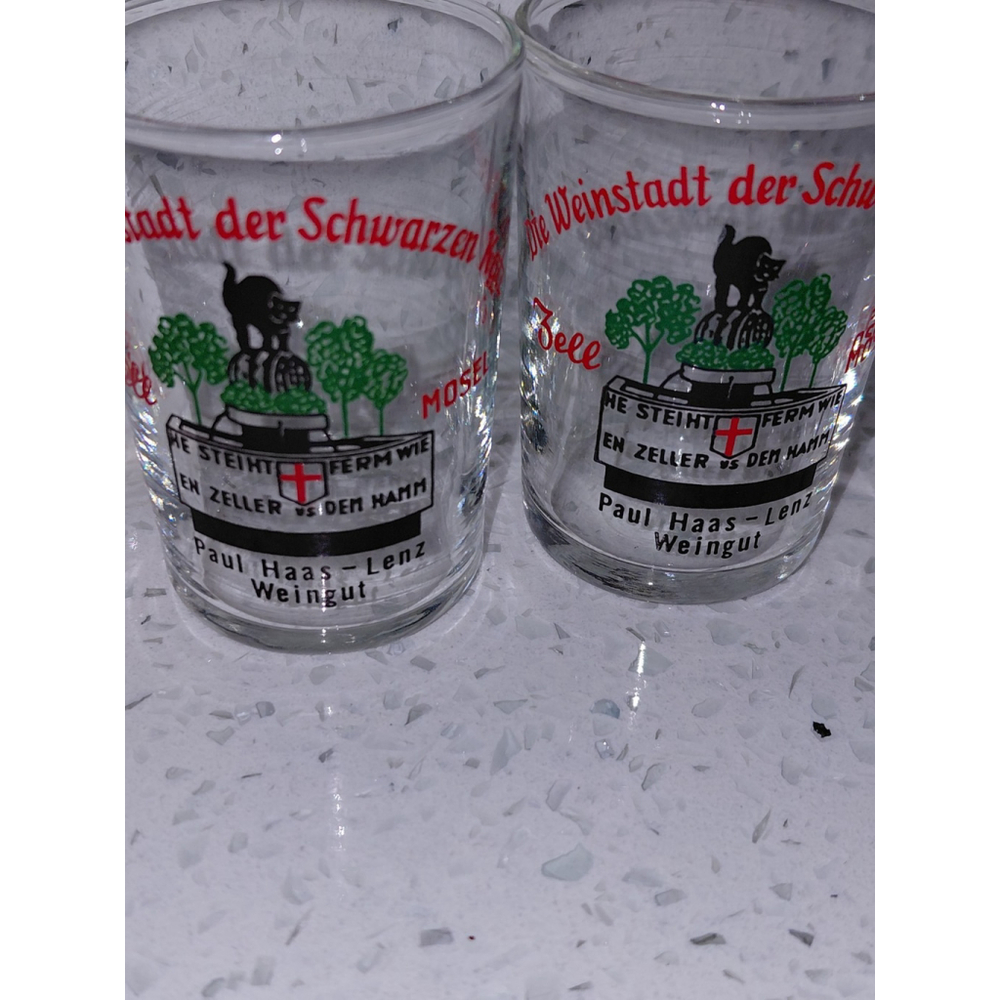 Set of 2 German Paul Haas Weinstadt de Schwarzan Shot Wine Glasses Vintage 1970s